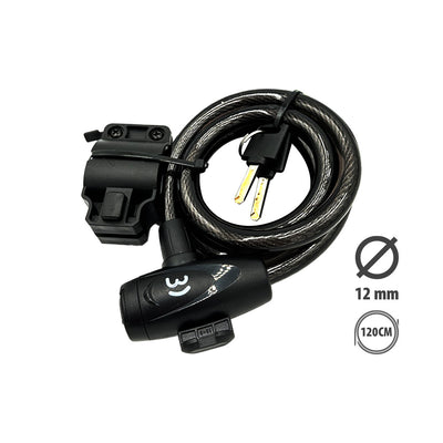 Anti-theft device, 12mm diameter, 1.20m long, keys + bracket