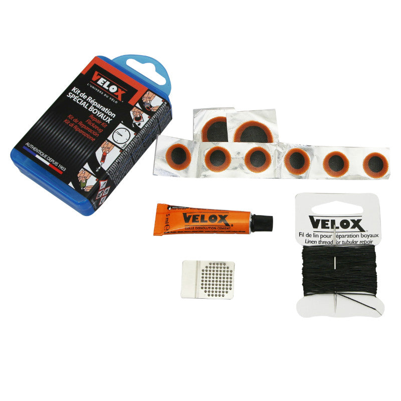 Kit Réparation Boyaux - Boite (6 Patchs 15 mm + 2 Patchs 25 mm + Colle 5G + Rape Acier) Avec Notice