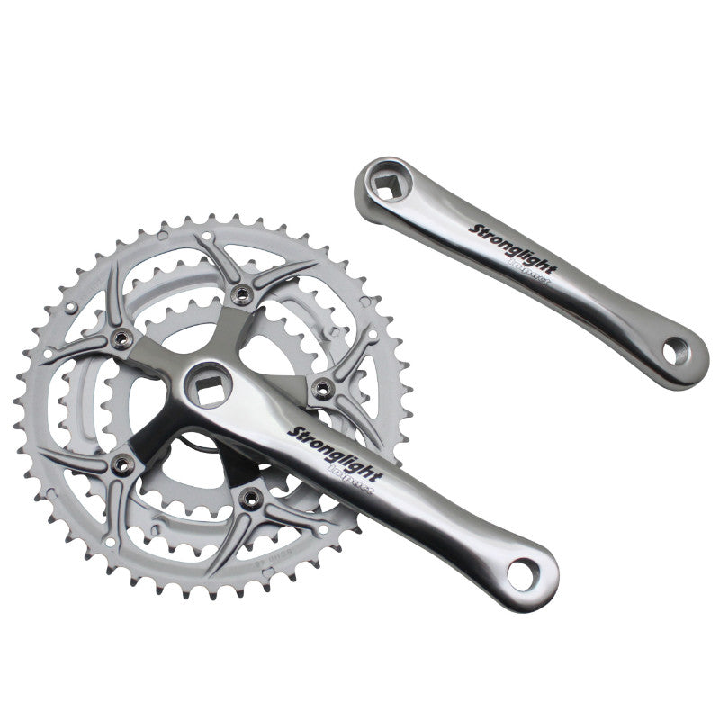 Pédalier Route Stronglight 9-10V. Impact Eco Argent 170 mm 48-38-28 Compatible 8V. (Axe Carré 115 mm)