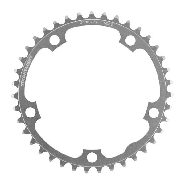 Plateau Route 5 branches Ø 130 Stronglight Dural 39 dents Intérieur Argent Type Shimano 8-9V.