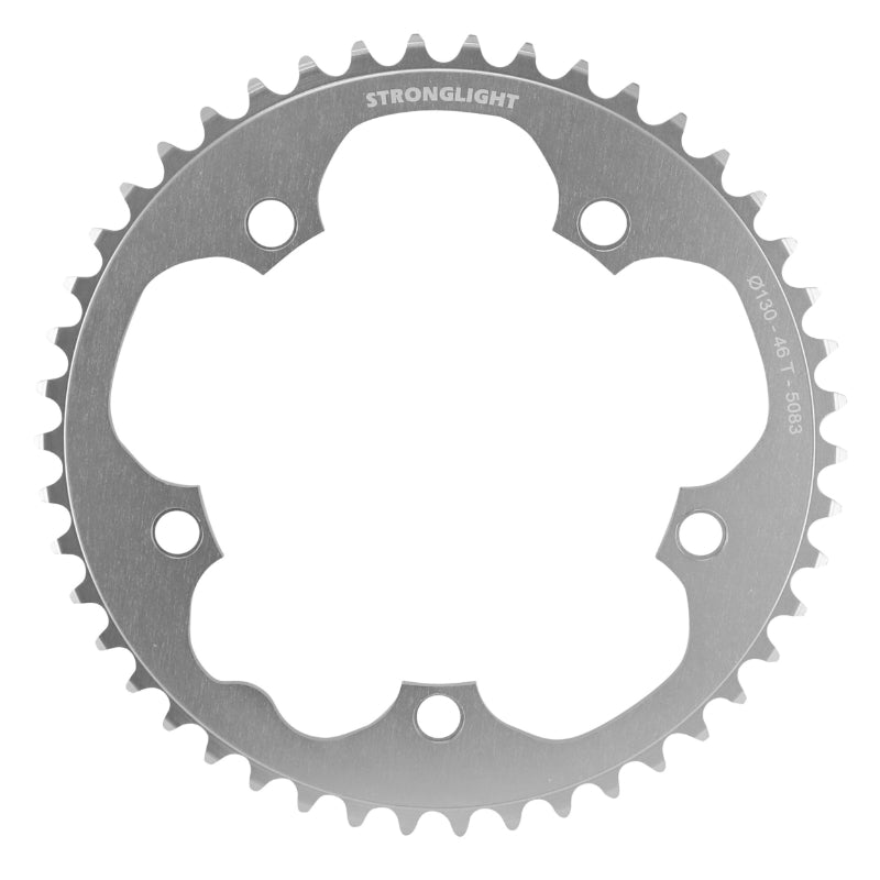 Plateau Route 5 branches Ø 130 Stronglight Dural 46 dents Argent Type Shimano 8-9V.