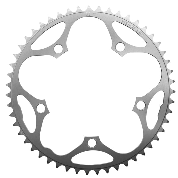 Plateau Route 5 branches Ø 130 Stronglight Dural 51 dents Argent Type Shimano 8-9V.