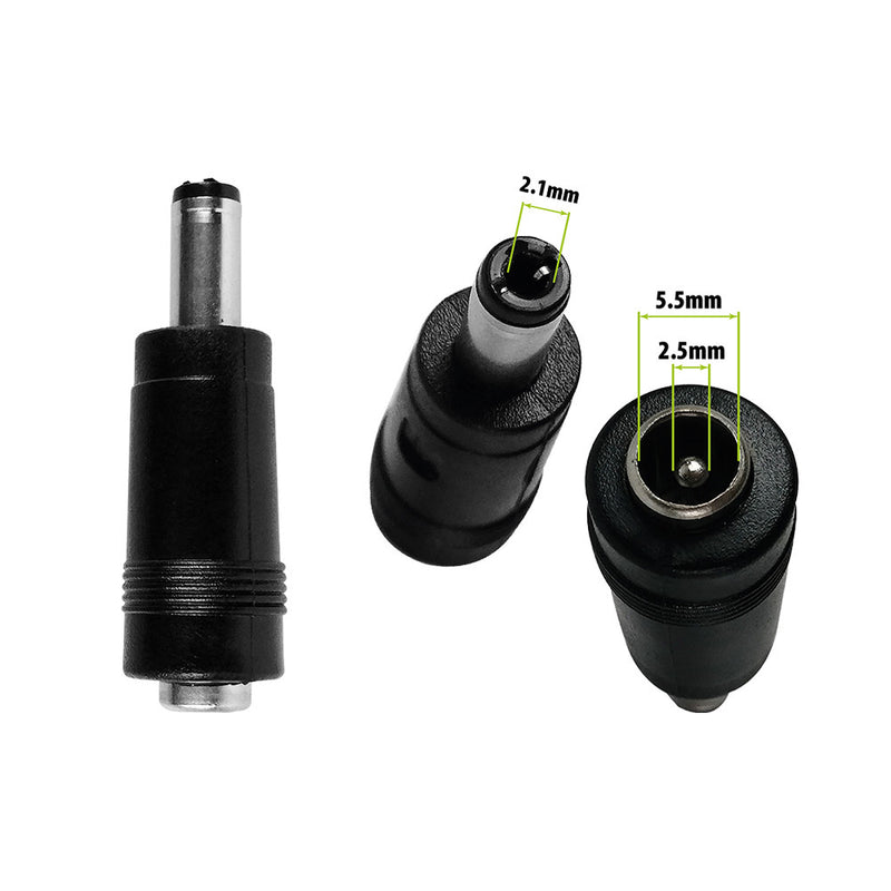DC 5.5-2.5mm to 2.1mm adapter tip