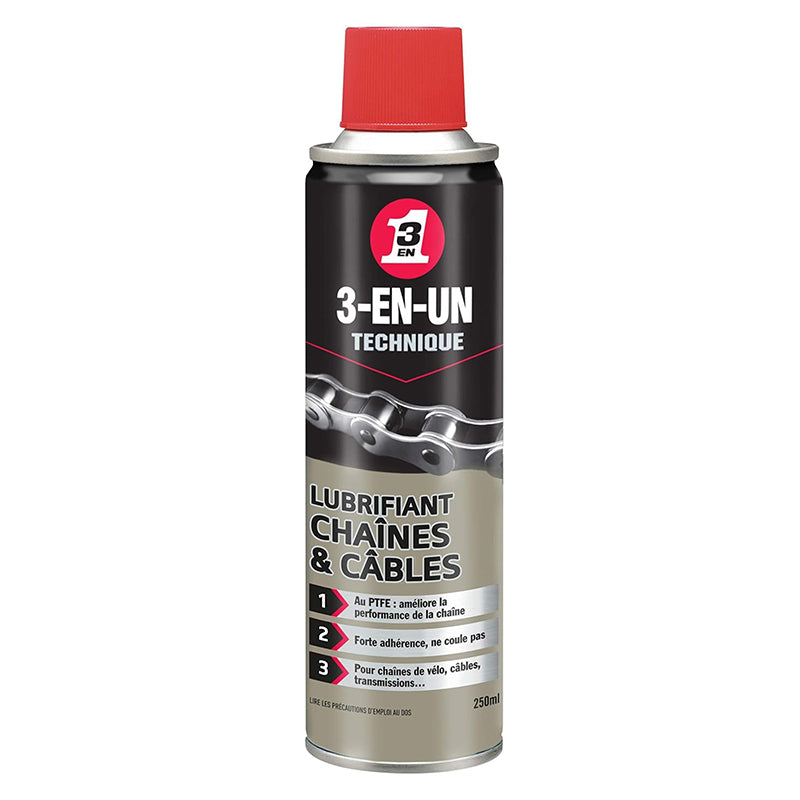 Lubrifiant 3-En-Un Ptfe Pour Chaîne Et Câble (Aerosol 250 Ml)