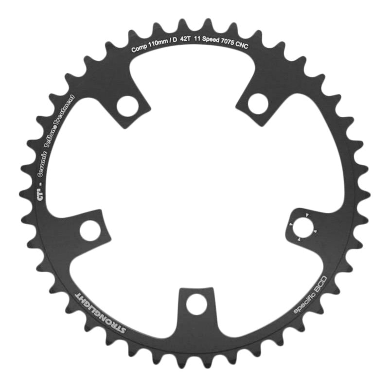 Plateau Route 5 branches Ø 110 Stronglight Ultra Torque 42 dents Intérieur Campagnolo Noir Ct2 Stronglight 11V. Record-C