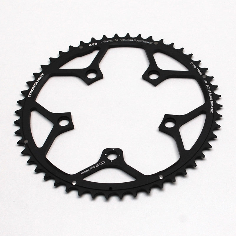Plateau Route 5 branches Ø 110 Stronglight Ultra Torque 50 dents Extérieur Campagnolo Noir Ct2 Stronglight Record Carbon