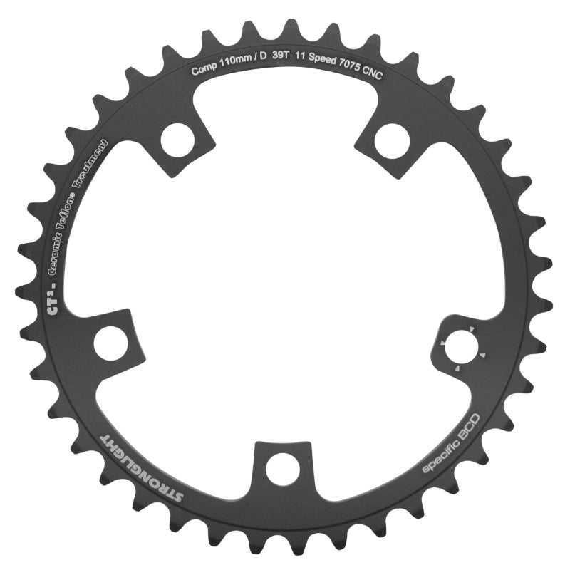 Plateau Route 5 branches Ø 110 Stronglight Ultra Torque 39 dents Intérieur Campagnolo Noir Ct2 Stronglight 11V. Record C