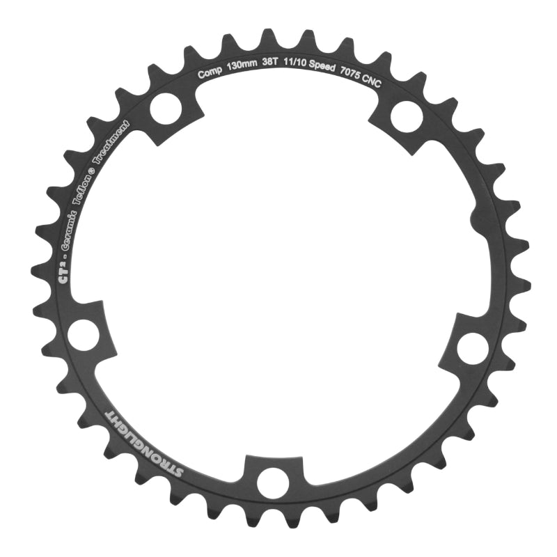 Plateau Route 5 branches Ø 130 Stronglight Ct2 38 dents Intérieur Noir Type Shimano 10-11V.