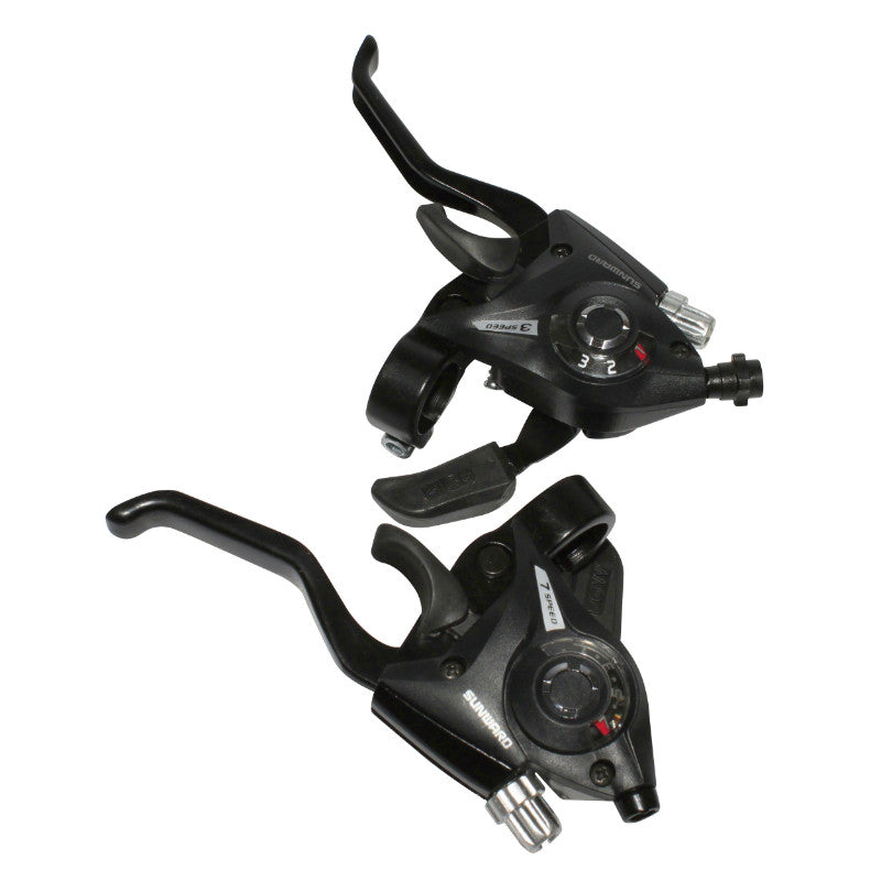 Levier-Manette VTT Patin P2R 3 X 7V. Noir Alu V-Brake Compatible Shimano (Paire)