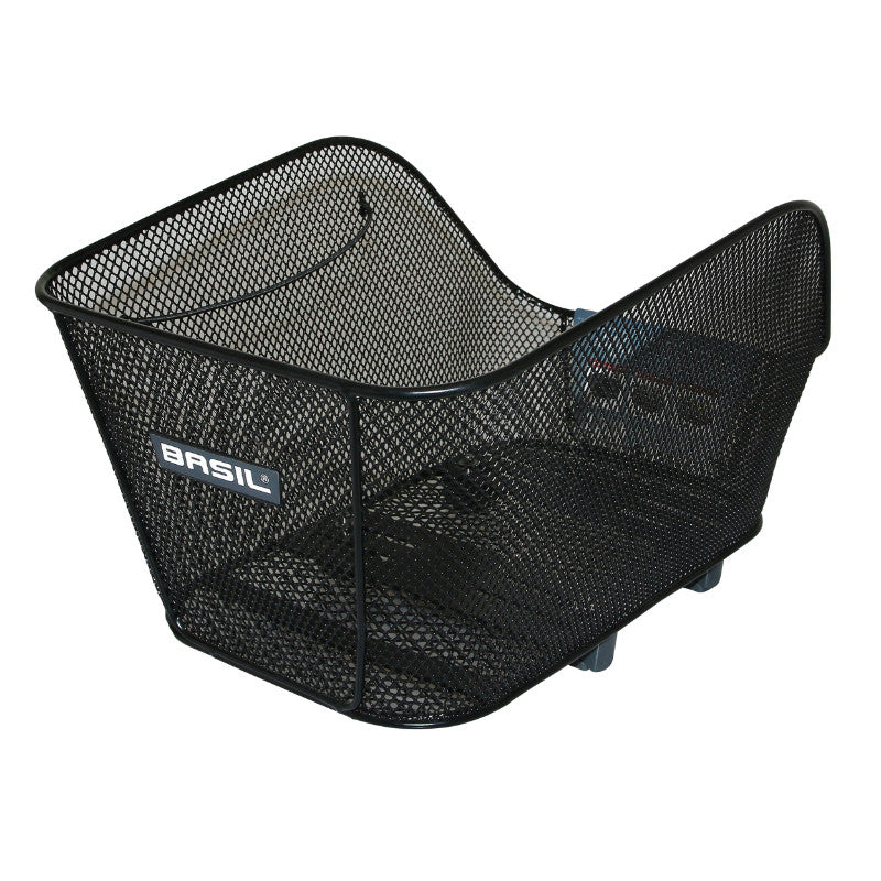 Panier Arrière Acier Nid Abeille Basil Icon Medium Noir Fixation Wsl Sur Cote Porte Bagage Ideal Pour E-Bike-VAE (L38 X