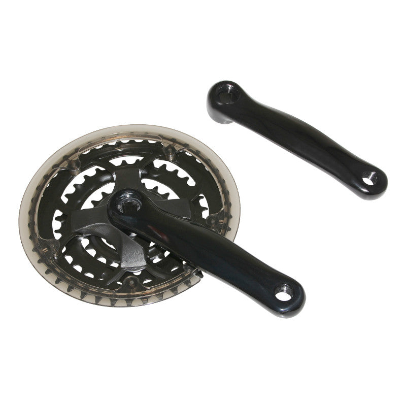 Pédalier VTT P2R 7-8V. Noir 150 mm 42-32-22 Avec Pare-Chaîne (Boîtier 118-122 mm)
