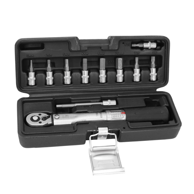 Clé Dynamometrique 1-4 Serrage De 2 À 24 Nm Avec Douilles Allen (Diam De 3 À 10 mm) Et Torx (T20 - 25 - 30) (Livre Dans Une Malette) -P2R-