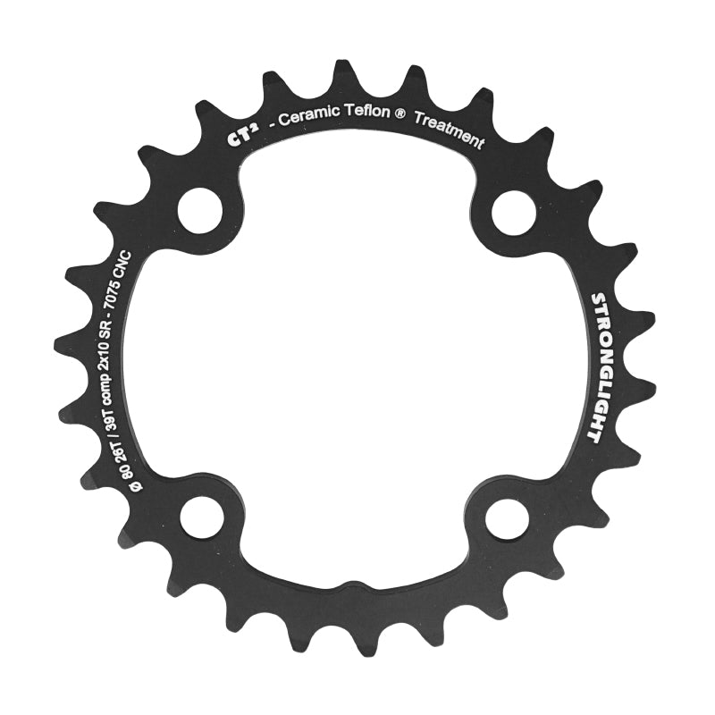 Plateau VTT 4 branches Ø 80 Pour Sram X0-Xx-X9-X7 Stronglight Double 26 dents Intérieur Noir Ct2 Non Filete 10V. - Épais