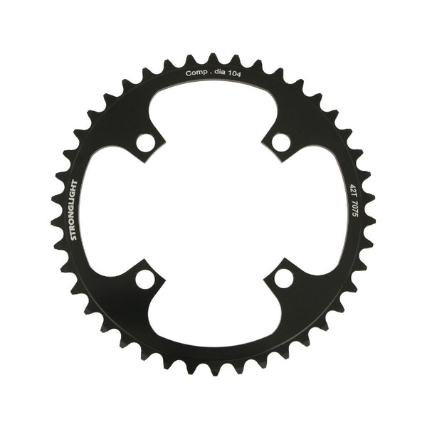 Plateau VTT 4 branches Ø 104 Stronglight Mono 42 dents Noir Alu 7075 - Épaisseur 3.5 mm 8-9V.