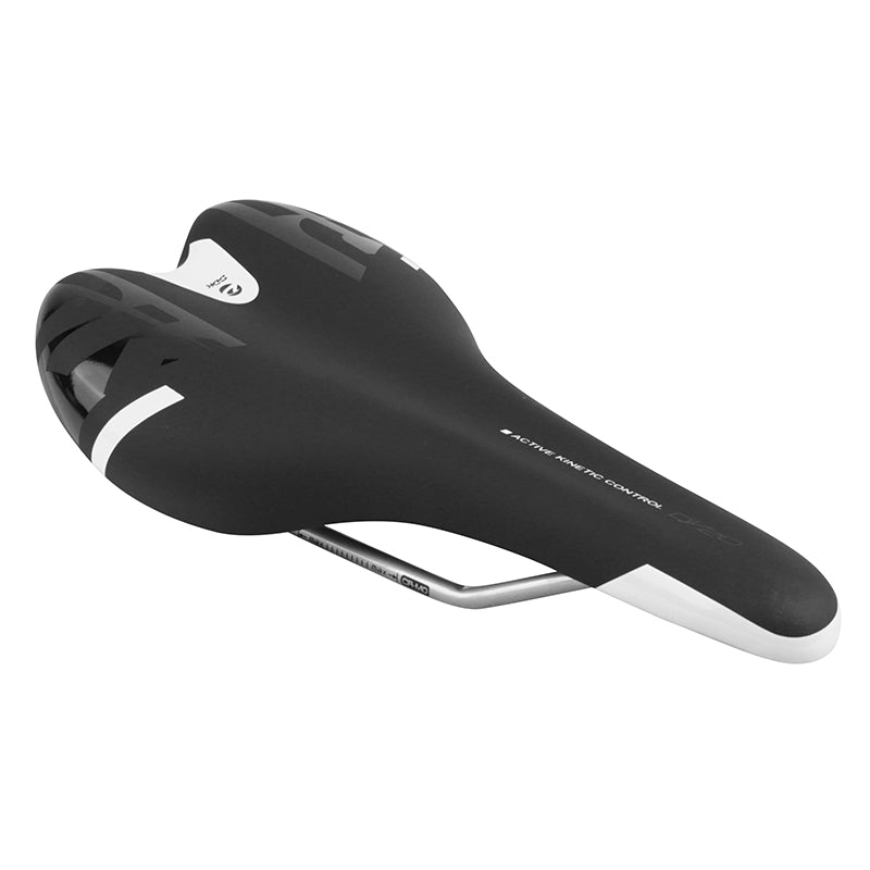 Selle Newton Route-VTT Kinetic Noir Deco Blanc-Noir 260X140 mm Rail Cromoly Argent