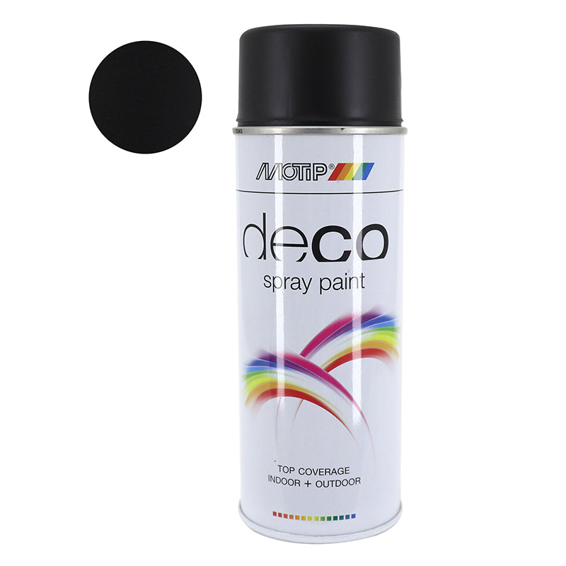 Bombe De Peinture Motip Deco Glycero Satin Noir Profond Aerosol 400Ml (01659)