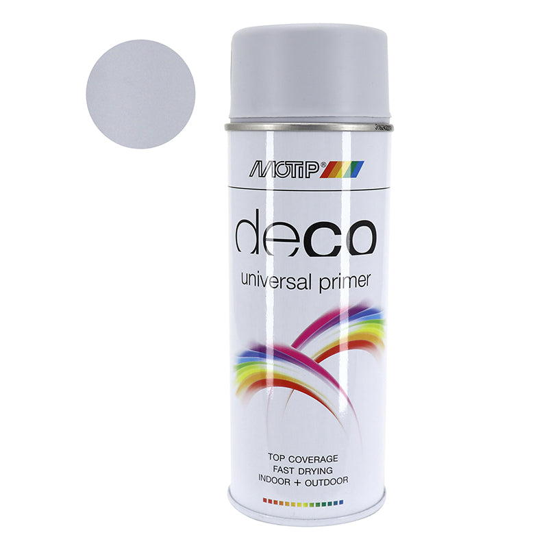 Appret Peinture Motip Primer Deco Universel Glycero Gris (Aerosol-Bombe 400 Ml) (01612)