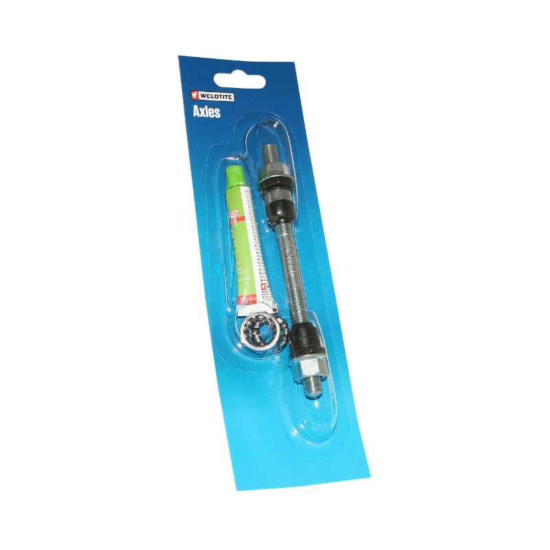 Axe De Roue - Moyeu VTT Avant Plein Chrome Weldtite D 9 X 140 mm Avec Graisse Et Cage A Billes