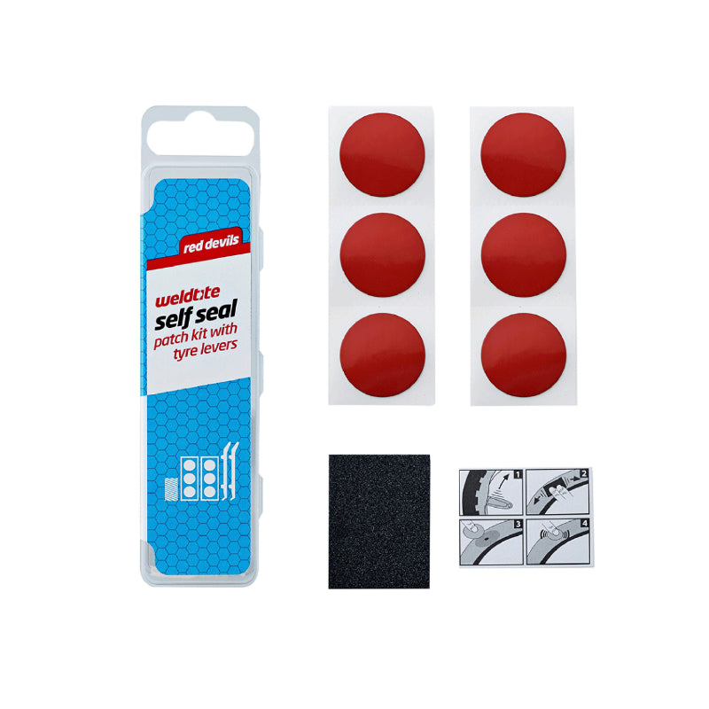 Kit Réparation Chambre A Air Weldtite Red Devils Avec Rustines Autocollantes-Autoadhesives Rouges - Boite (6 Rustines Au