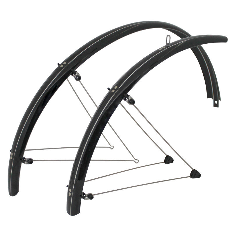Garde Boue City-VTC Tringles 28'' Stronglight Tour 54 mm Noir (Paire) Avec Fixation Classic Tringles INOX