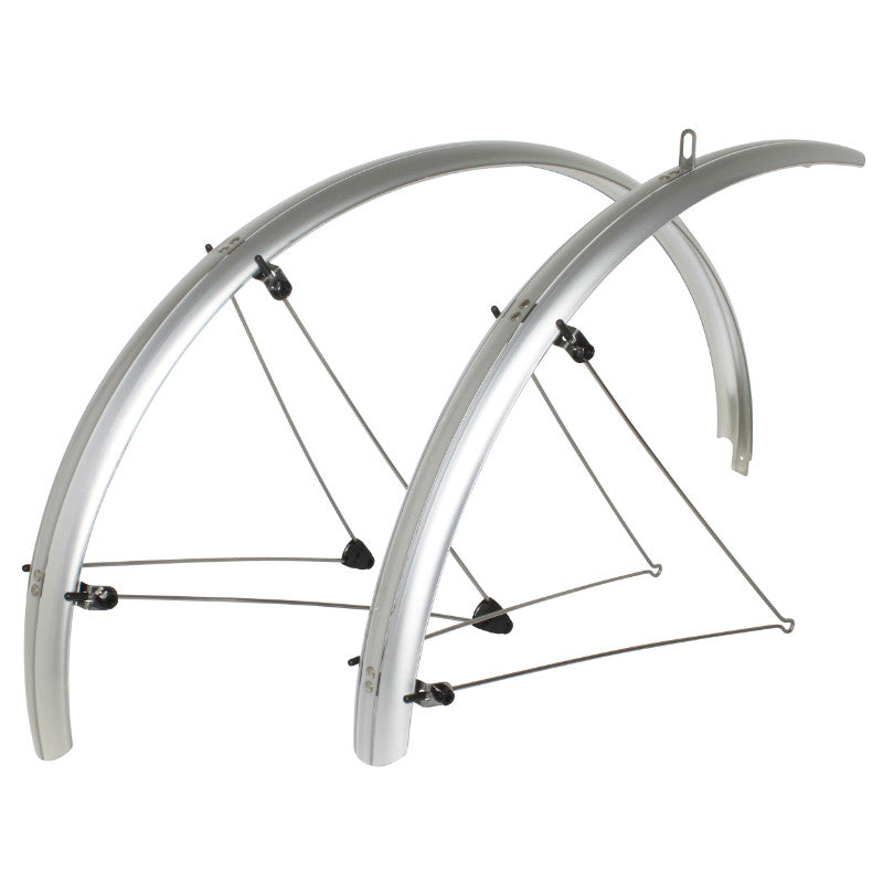 Garde Boue City-VTC Tringles 28'' Stronglight Tour 54 mm Argent (Paire) Avec Fixation Classic Tringles INOX