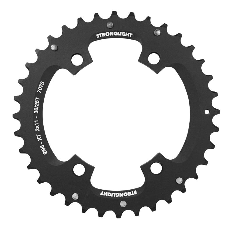 Plateau VTT 4 branches Ø 96 Pour Shimano Xt M8000-Slx M7000 Double Stronglight 36 dents Extérieur Noir 11V. Non Filete