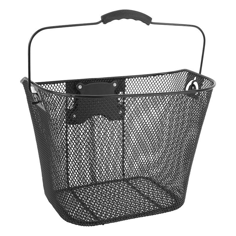 Panier Avant Acier Nid Abeille Newton Pour VAE Entraxe 78 mm Noir Fixation Rapide Clips Rpd 31,8 mm 19L (Lg35Xl25Xh25)