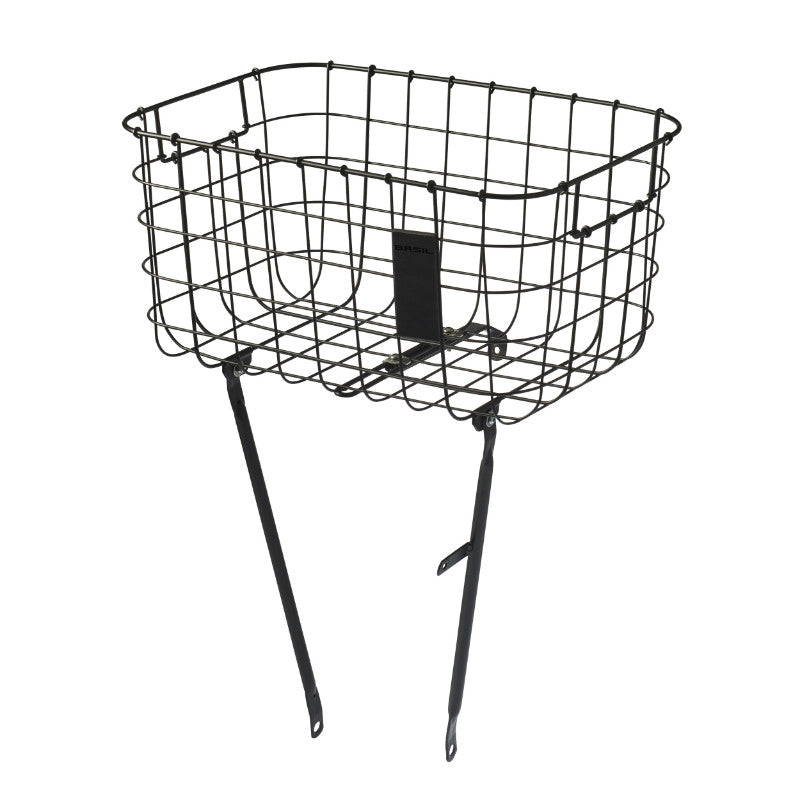 Panier Vélo Avant Basil Robin Acier Noir Mat Réglable 28''-26" (Poids Maxi 10 Kg) (47 X 31 X 25 cm)