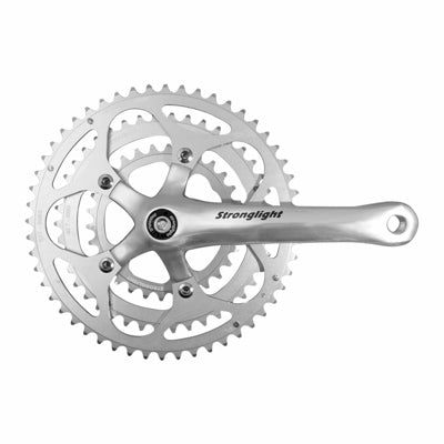 Pédalier Route Stronglight 9-10V. Impact Argent 172.5 mm 52-42-30 Compatible 8V. (Axe Carré 115 mm)