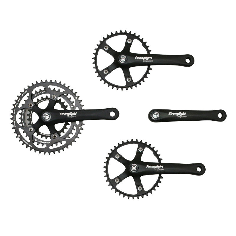 Pédalier Route Stronglight 9-10V. Impact Tandem Noir 170 mm 48-38-28 (Kit Avant + Arrière) (Axe Carré 115 mm)