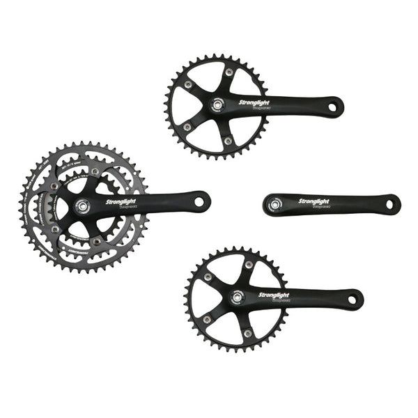 Pédalier Route Stronglight 9-10V. Impact Tandem Noir 170 mm 48-38-28 (Kit Avant + Arrière) (Axe Carré 115 mm)