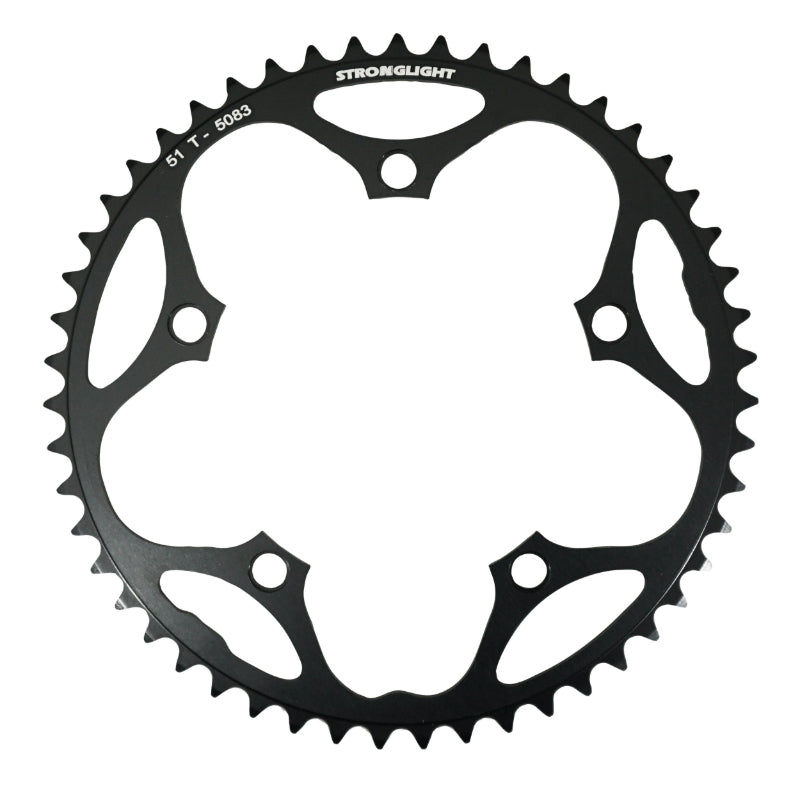 Plateau Route 5 branches Ø 130 Stronglight Dural 51 dents Noir Type Shimano 8-9V.