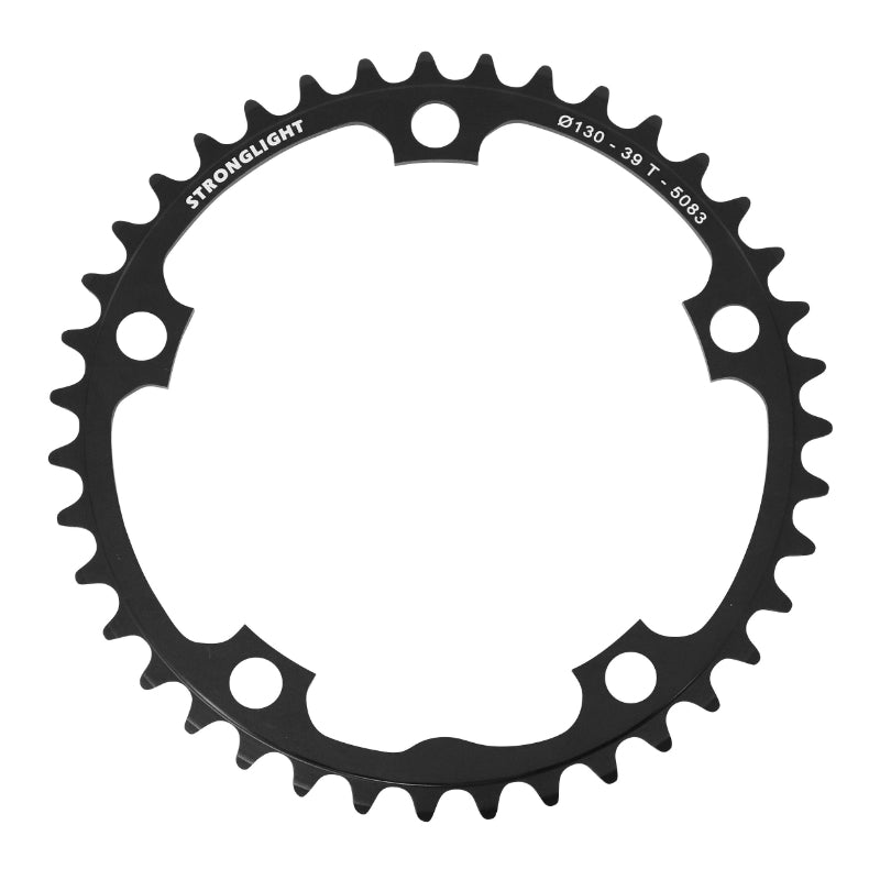 Plateau Route 5 branches Ø 130 Stronglight Dural 39 dents Intérieur Noir Type Shimano 8-9V.
