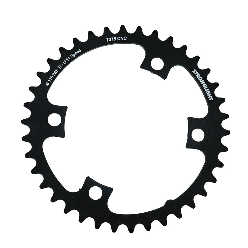 Plateau Route 4 branches Ø 110 Pour Shimano Ultegra 6800 Stronglight 38 dents Intérieur Compatible Dura-Ace 9000 Noir Alu 7075 11V.