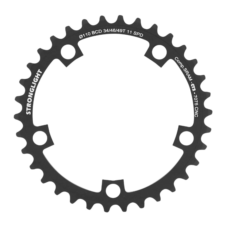 Plateau Route 5 branches Ø 110 Stronglight Ct2 Sram 34 dents Intérieur Noir Pour Red-Force-Rival 11V. (Pour Extérieur 46
