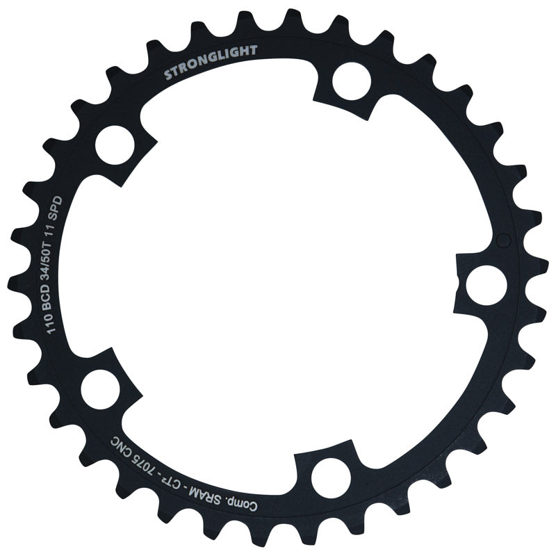 Plateau Route 5 branches Ø 110 Stronglight Ct2 Sram 34 dents Intérieur Noir Pour Red-Force-Rival 11V. (Pour Extérieur 50