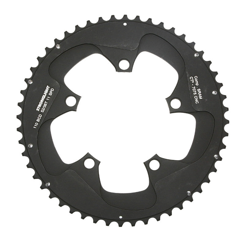 Plateau Route 5 branches Ø 110 Stronglight Ct2 Sram 52 dents Extérieur Noir Pour Red-Force-Rival 11V. (Pour Intérieur 36 dents)