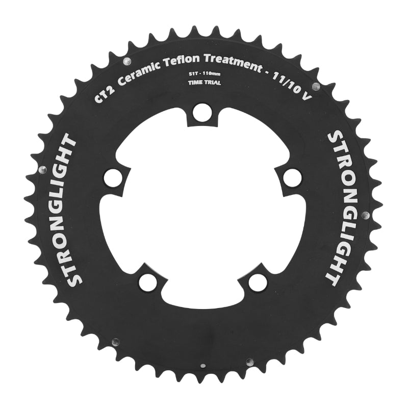 Plateau Route 4 branches Ø 110 Pour Shimano Dura-Ace 9000 Stronglight 51 dents Extérieur Compatible Ultegra 6800-105 5800 Time Trial Clm Noir Ct2 11V.