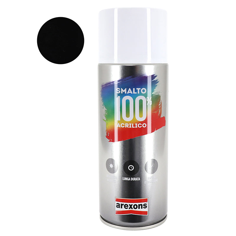 Bombe De Peinture Arexons Acrylique 100 Noir Brillant Aerosol 400 Ml (3621)