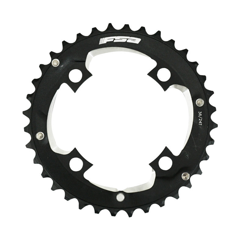 Plateau VTT 4 branches Ø 96 Pour Fsa Origine 36 dents Extérieur 2X11V. Alu Noir (Pour 24 dents)