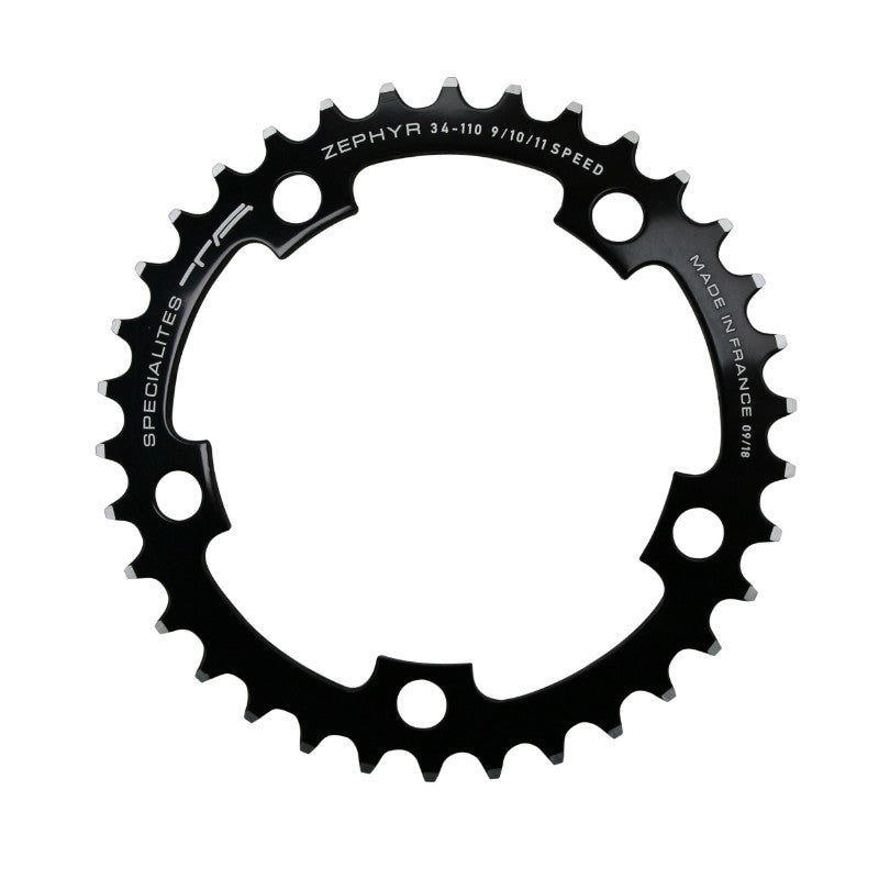 Plateau Route 5 branches Ø 110 Ta Zephyr 34 dents Intérieur Noir Alu 7075 Type Shimano 9-10V.