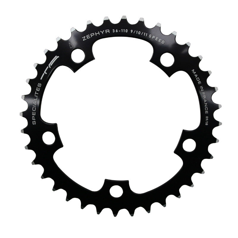 Plateau Route 5 branches Ø 110 Ta Zephyr 36 dents Intérieur Noir Alu 7075 Type Shimano 9-10V.
