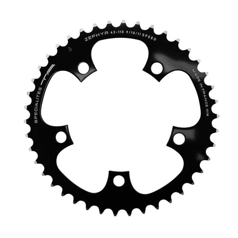 Plateau Route 5 branches Ø 110 Ta Zephyr 42 dents Intérieur Noir Alu 7075 Type Shimano 9-10V.