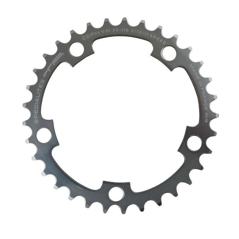 Plateau Route 5 branches Ø 110 Ta Zephyr 33 dents Intérieur Argent Alu 7075 Type Shimano 9-10V.