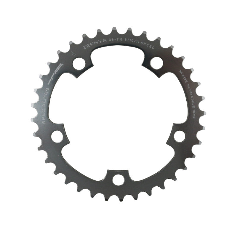 Plateau Route 5 branches Ø 110 Ta Zephyr 36 dents Intérieur Argent Alu 7075 Type Shimano 9-10V.
