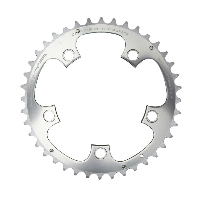 Plateau Route 5 branches Ø 110 Ta Zephyr 40 dents Extérieur Argent Alu 7075 Type Shimano 9-10V.