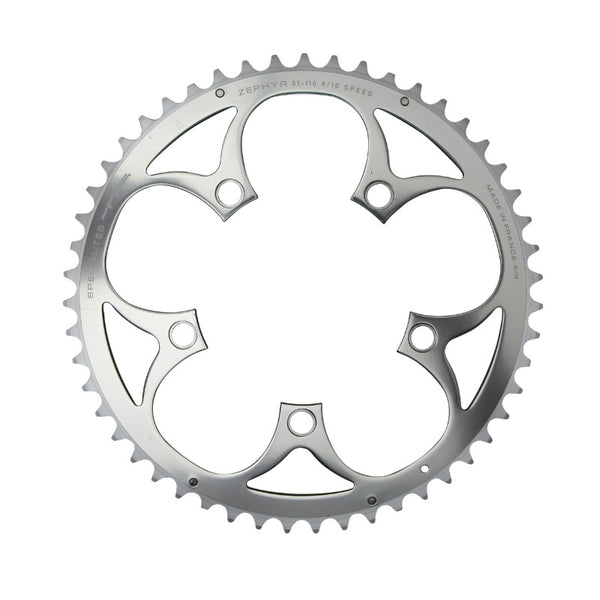 Plateau Route 5 branches Ø 110 Ta Zephyr 51 dents Extérieur Argent Alu 7075 Type Shimano 9-10V.