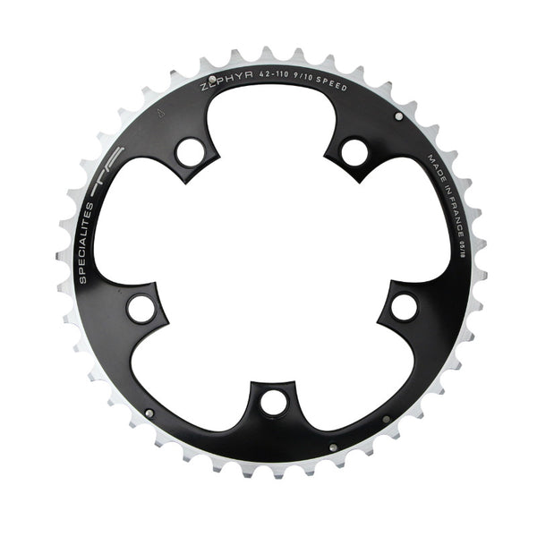 Plateau Route 5 branches Ø 110 Ta Zephyr 42 dents Extérieur Noir Alu 7075 Type Shimano 9-10V.