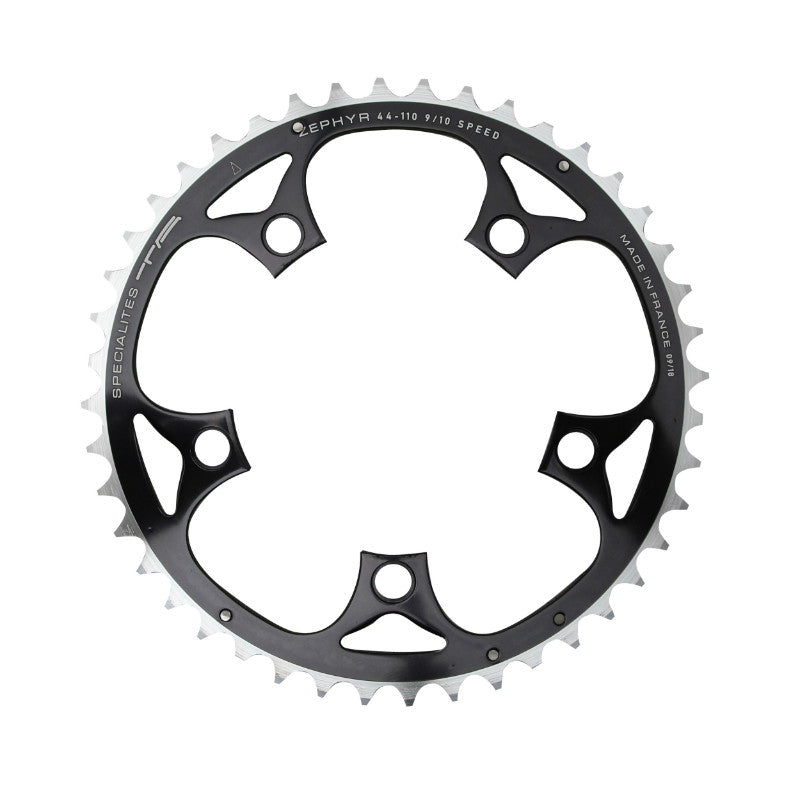 Plateau Route 5 branches Ø 110 Ta Zephyr 44 dents Extérieur Noir Alu 7075 Type Shimano 9-10V.