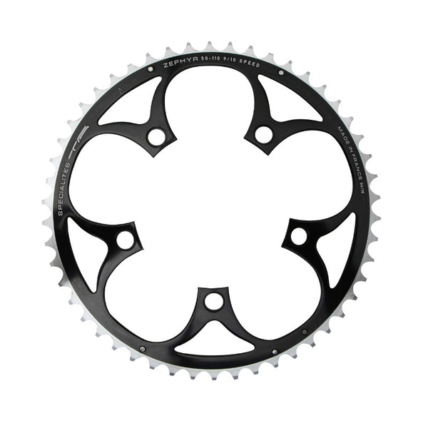Plateau Route 5 branches Ø 110 Ta Zephyr 50 dents Extérieur Noir Alu 7075 Type Shimano 9-10V.